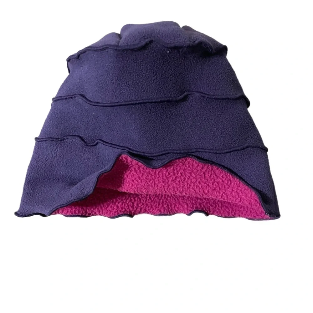 Mack & Co girls purple floral Fleece Garden Hat Roll Up Brim